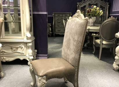 Chair Throne Armchair Dining room new Wood Antique Style Baroque Rococo Leather